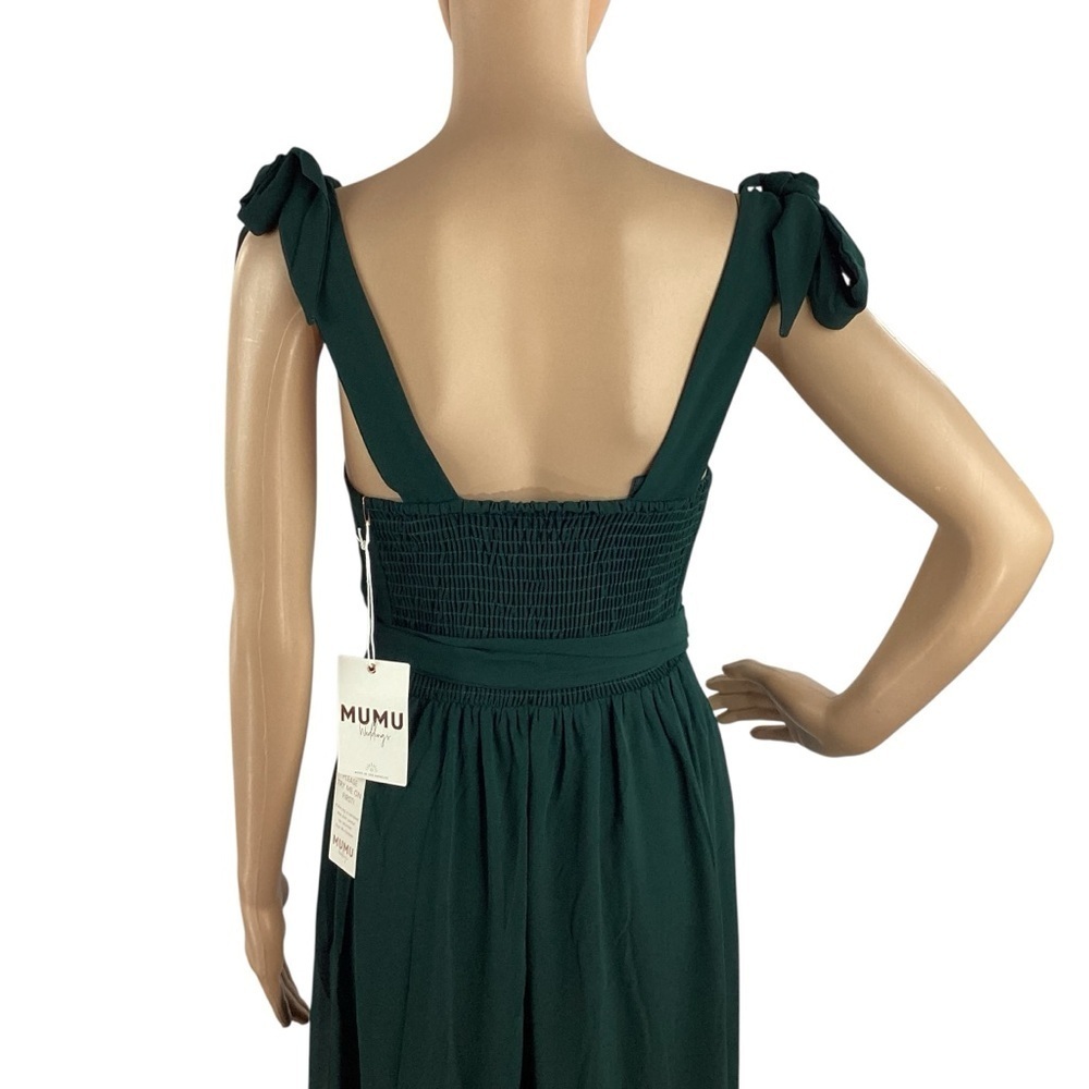 Show Me Your Mumu Claire Midi Dress Green Tie Strap Ruffle Hem Size M - Picture 6 of 9